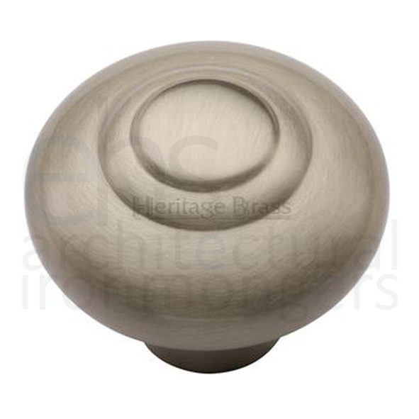 C3985 32-SN • 32 x 15 x 30mm • Satin Nickel • Heritage Brass Ringed Bun Cabinet Knob